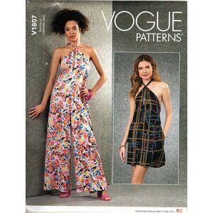 Vogue V1807 Misses XS to M Halter Neck Jumpsuit Romper Uncut Sewing Pattern